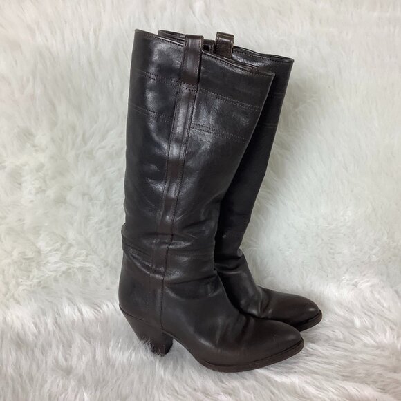 Buttero Brown Leather Heeled Knee High Boots EU 36 - Picture 1 of 9